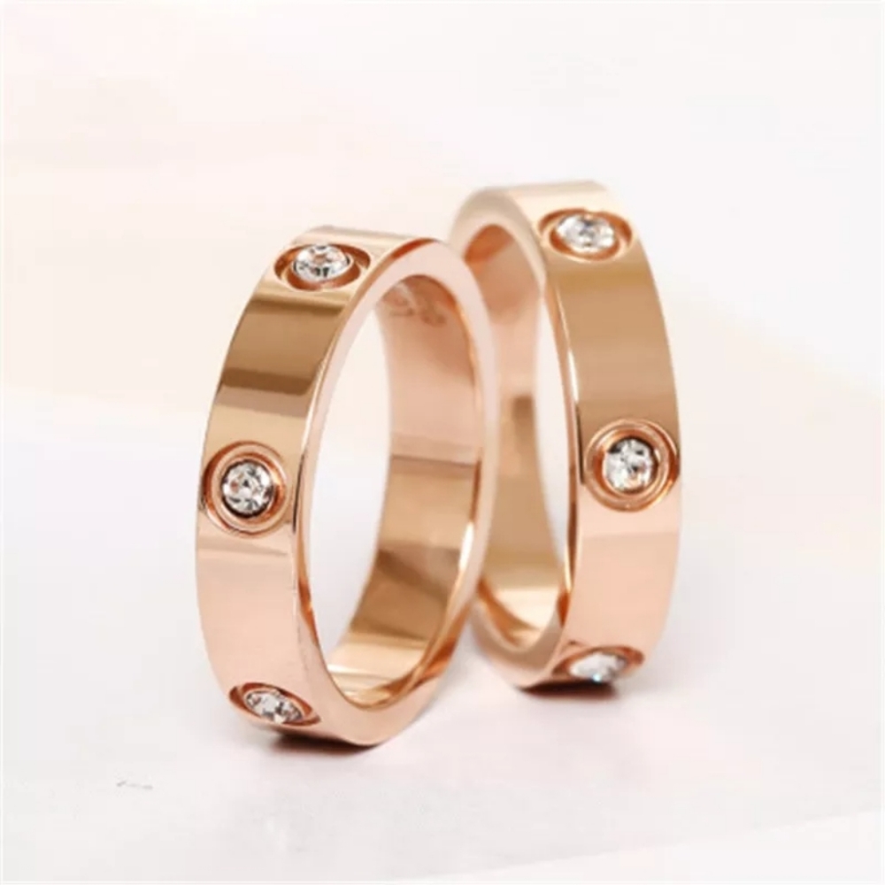 Rose Gold Plated Lab Diamond Love Ring Stainless Steel